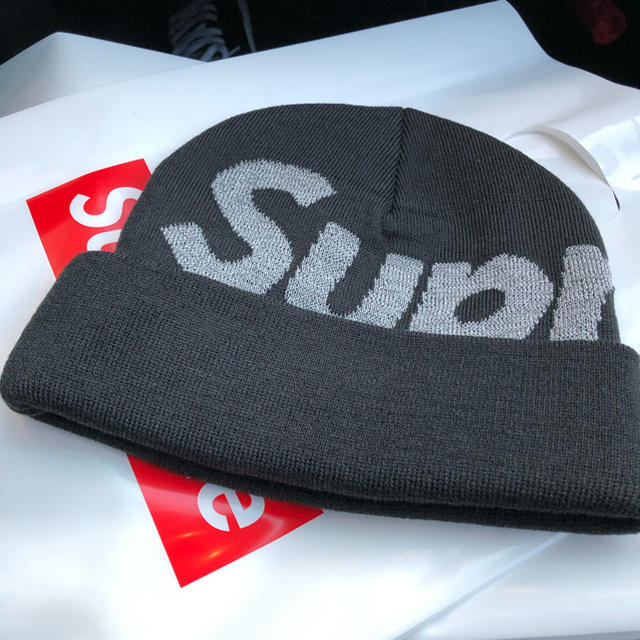 Supreme big logo beanie black