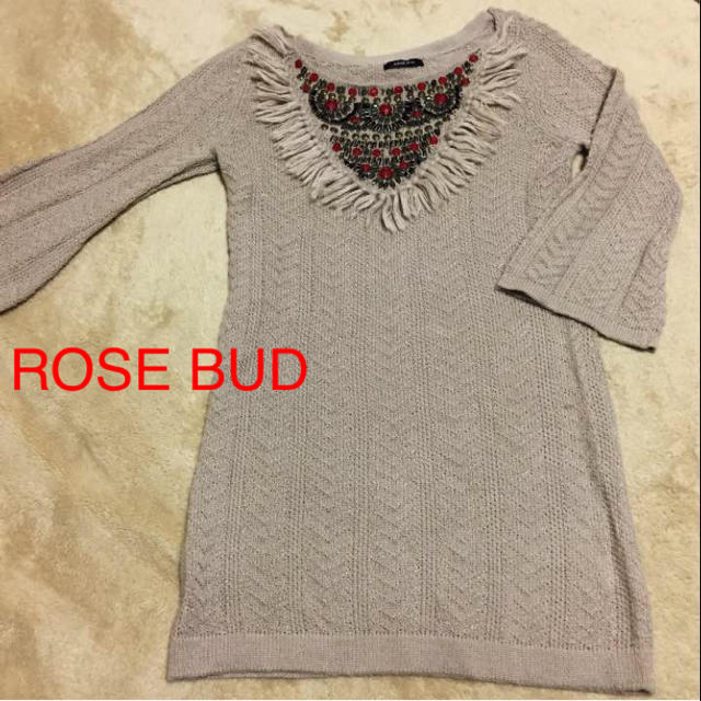 ROSE BUD(ローズバッド)のROSE BUD ベージュ系 ニット チュニック丈 レディースのトップス(ニット/セーター)の商品写真