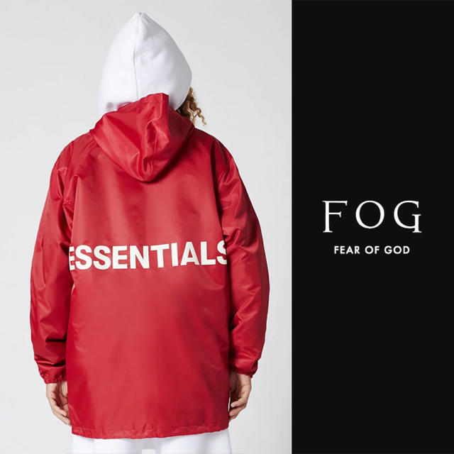 FEAR OF GOD(フィアオブゴッド)のXSサイズ ESSENTIALS  FEAR OF GOD  レッド  試着のみ メンズのジャケット/アウター(ナイロンジャケット)の商品写真