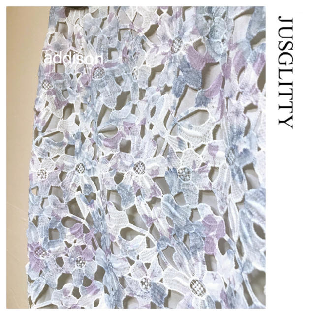 JUSGLITTY ♡  紫陽花色 ♡レースプリントタイトスカート 2