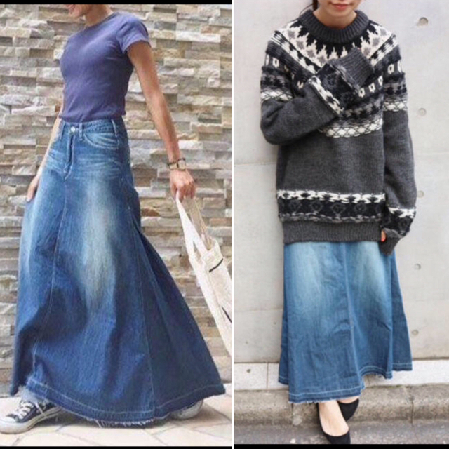 IENA(イエナ)のIENA woad blue　別注デニムマキシスカート  レディースのスカート(ロングスカート)の商品写真