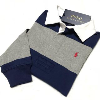 ポロラルフローレン(POLO RALPH LAUREN)の新品✨ボーダー ラガーシャツ / ネイビー×グレー 7/130(Tシャツ/カットソー)