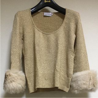 マックスアンドコー(Max & Co.)のMax&Co. tricot ファー付き ラメ入り 七分袖 ニット(ニット/セーター)