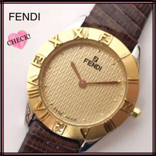 フェンディ(FENDI)のFENDI フェンディ 2000L クォーツ×SS ズッカ柄文字盤 レディース(腕時計)