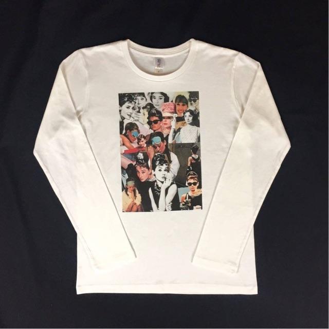 新品 オードリーヘプバーン コラージュ ロンT 長袖 Tシャツ XS S M L