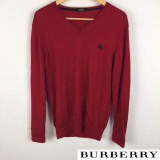 バーバリーブラックレーベル(BURBERRY BLACK LABEL)の美品 BURBERRY BLACK LABEL 長袖ニット ハイゲージ レッド(ニット/セーター)