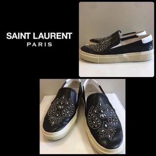 サンローラン(Saint Laurent)のサンローラン♡ブラックレザー  デザインスタッズ スニーカー♡(スニーカー)