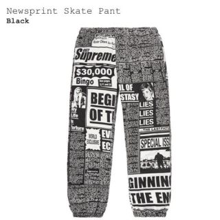 シュプリーム(Supreme)のSupreme Newsprint Skate Pant black(その他)