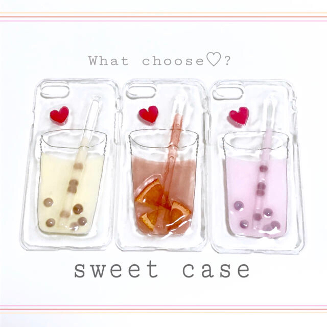 苺みるく タピオカ フェイクスイーツ 食品サンプル スマホケース iPhone ハンドメイドのスマホケース/アクセサリー(スマホケース)の商品写真