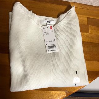 ユニクロ(UNIQLO)のユニクロ  リブVネックセーター・7分丈& ドレープカーディガン・長袖 Ｓ(ニット/セーター)