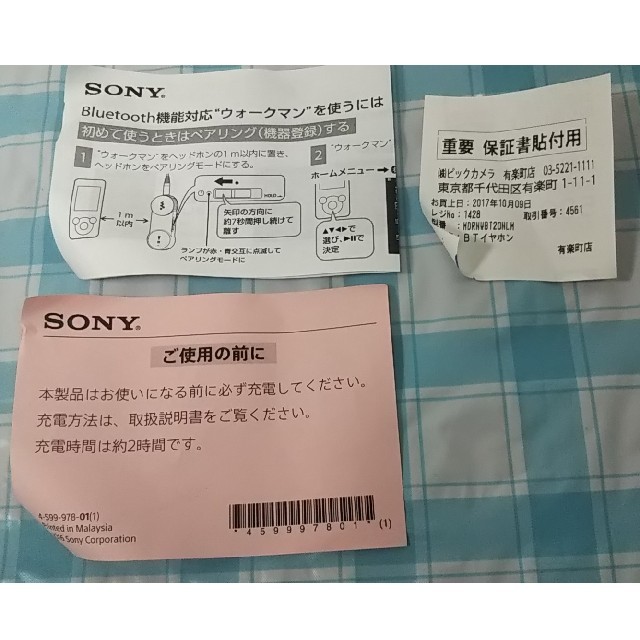 SONY(ソニー)のSONY MDR-NWBT20N ワイヤレス ノイズキャンセル イヤホン ソニー スマホ/家電/カメラのオーディオ機器(ヘッドフォン/イヤフォン)の商品写真