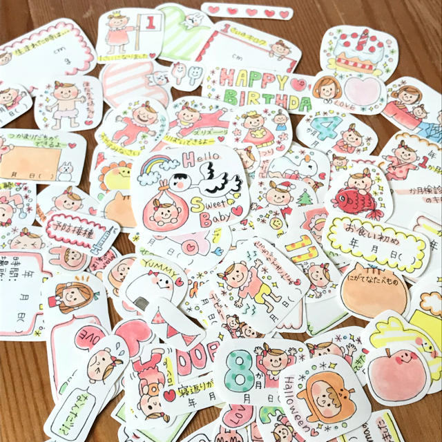 ゆりあ様専用♡T.Eセット♡手描き ベビー アルバム フレークシール