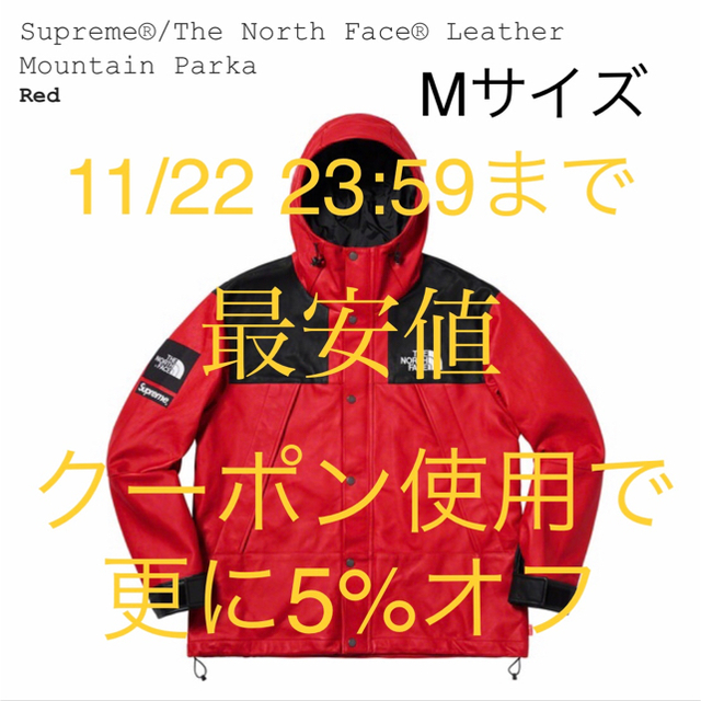 Supreme(シュプリーム)の送料込 赤M Supreme Leather Mountain Parka  メンズのジャケット/アウター(マウンテンパーカー)の商品写真