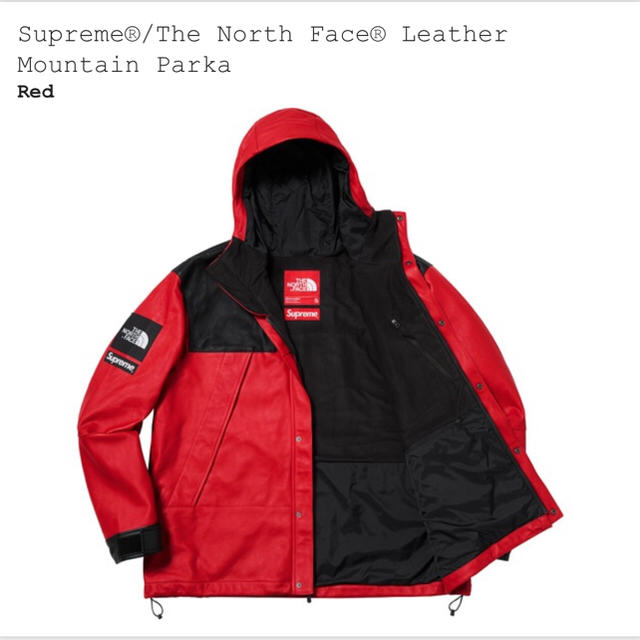 Supreme(シュプリーム)の送料込 赤M Supreme Leather Mountain Parka  メンズのジャケット/アウター(マウンテンパーカー)の商品写真