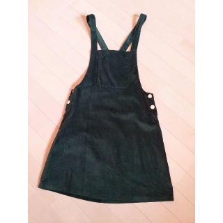 ザラ(ZARA)のZARA■中古良品■サロペットスカート■モスグリーン■膝上丈■ベロア (サロペット/オーバーオール)