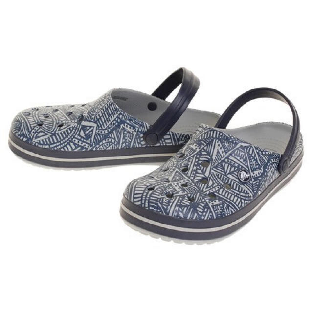 crocs(クロックス)のクロックス 29cm グレー ネイビー グラフィック ビーチサンダル  メンズの靴/シューズ(サンダル)の商品写真