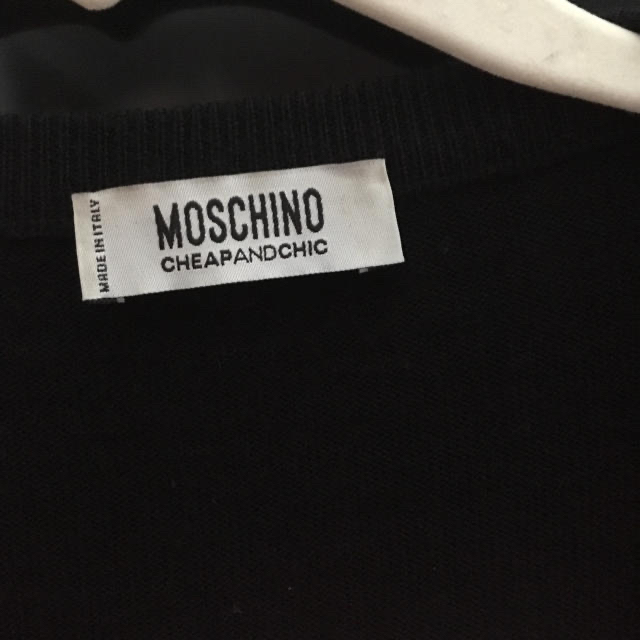 美品 MOSCHINO モスキーノ パール付き コンビ ニットワンピース - ミニ