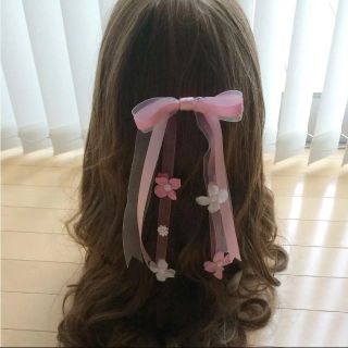 ラプンツェルリボン♡トリプルリボン小花付き(ヘアアクセサリー)