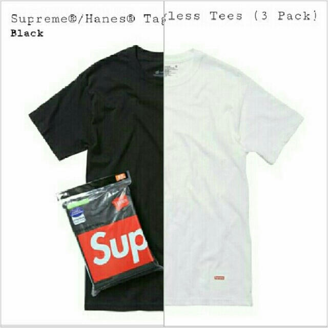 Supreme(シュプリーム)のsupreme hanes Tシャツ Mサイズ 白黒一枚ずつ メンズのトップス(Tシャツ/カットソー(半袖/袖なし))の商品写真