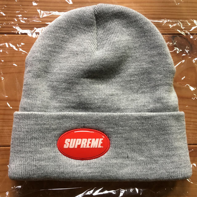 supreme Rubber Patch Beanie 18SS グレー シュプ