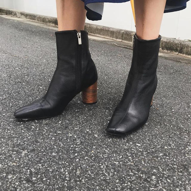 WOOD CIRCLE HEEL BOOTS/Lサイズ