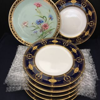 ウェッジウッド(WEDGWOOD)の★lamu様 ①古ミントン 透かし皿 ②古R.ウースター コバルト金彩 皿 ６枚(食器)