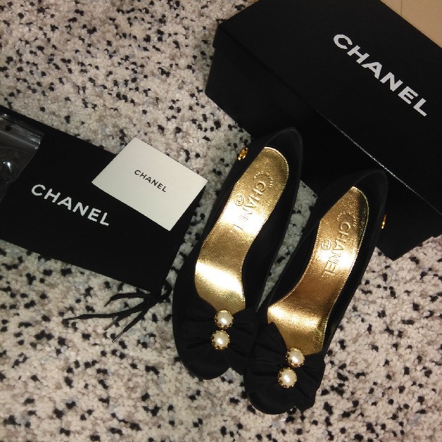 CHANEL 新品 パールリボンパンプス 35.5-