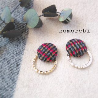 レッドチェック×フープのピアス(ピアス)