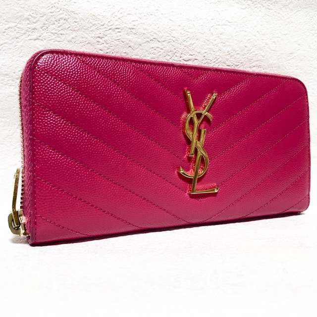 Saint Laurent - サンローランパリ 長財布 ピンク Vステッチ レザーの+