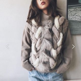 アメリヴィンテージ(Ameri VINTAGE)のameri FUR BLAID CABLE KNIT(ニット/セーター)