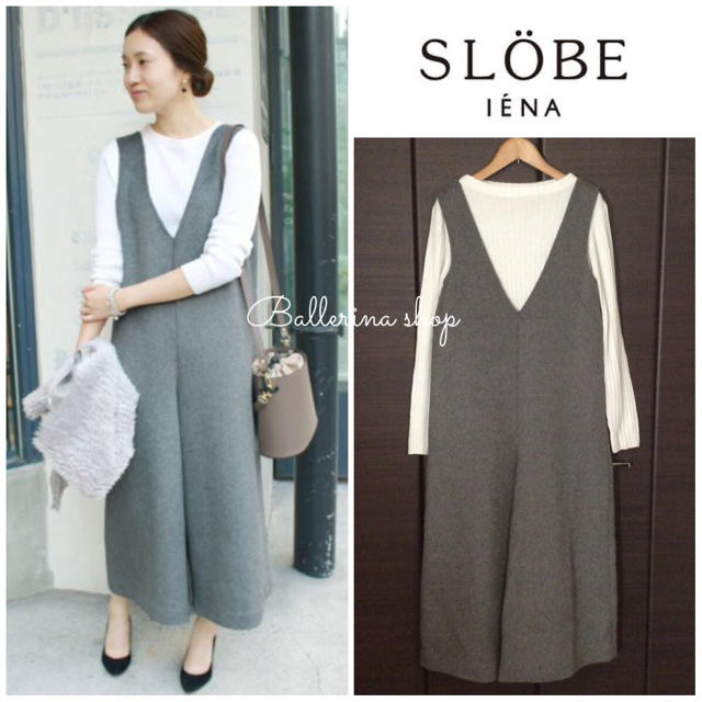 SLOBE IENA(スローブイエナ)のSLOBE IENA イエナ ダブルフェイスオールインワン 36 グレー レディースのパンツ(オールインワン)の商品写真