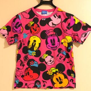 ディズニー(Disney)の【美品】ディズニー✨カラフルフェイスＴシャツ✨ピンク(Tシャツ(半袖/袖なし))