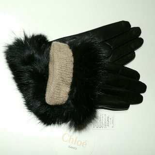 クロエ(Chloe)の❤正規品/新品タグ付き【Chloe】クロエ手袋 高級羊革手袋(23cm)ブラック(手袋)