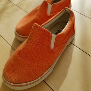 ☆VANS風☆スリッポン☆スニーカー☆18㎝☆オレンジ☆(その他)