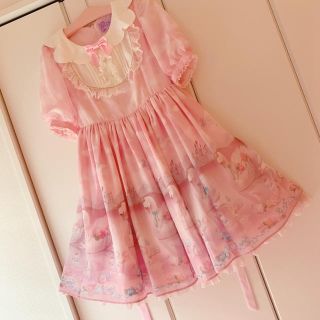 アンジェリックプリティー(Angelic Pretty)のアンプリ Milky Swan ピンク ワンピース アンジェリックプリティ(ひざ丈ワンピース)