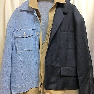 美品 コムデギャルソン COMME des GARCONS ウール フェイクレイヤー ロングジャケット メンズ グレー sizeS AD2012 Y02189