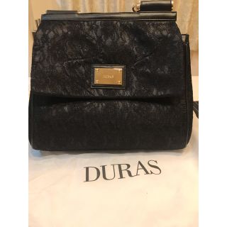 デュラス(DURAS)のDURAS 黒 レース バック 美品 数回使用  保存袋付き(ハンドバッグ)