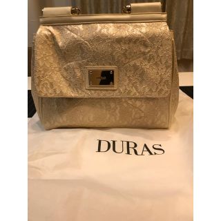 デュラス(DURAS)のDURAS バック 白 レース 美品 使用数回 保存袋付き(ハンドバッグ)