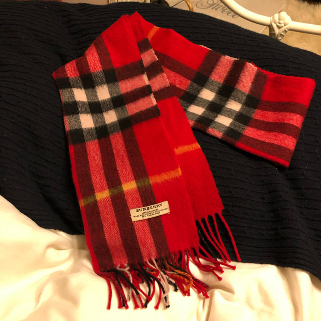 BURBERRY*バーバリーマフラー 赤 レッド チェック | フリマアプリ ラクマ