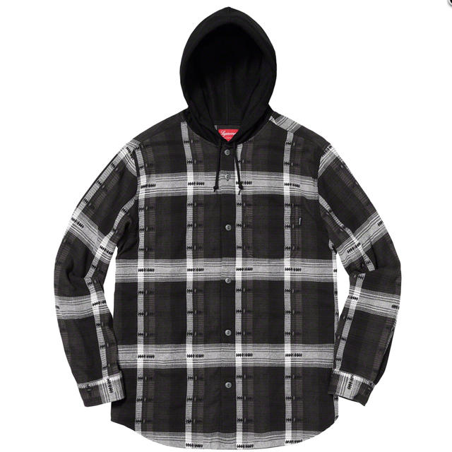 【M】supreme Hooded Jacquard Flannel Shirt