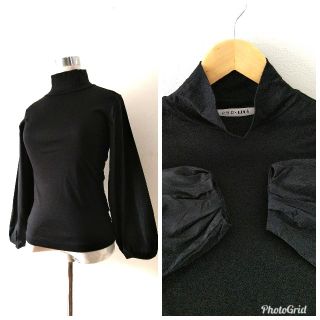 プロポーションボディドレッシング(PROPORTION BODY DRESSING)のほぼ未使用 プロポーションボディドレッシング異素材ボリューム袖タートル黒VERY(カットソー(長袖/七分))