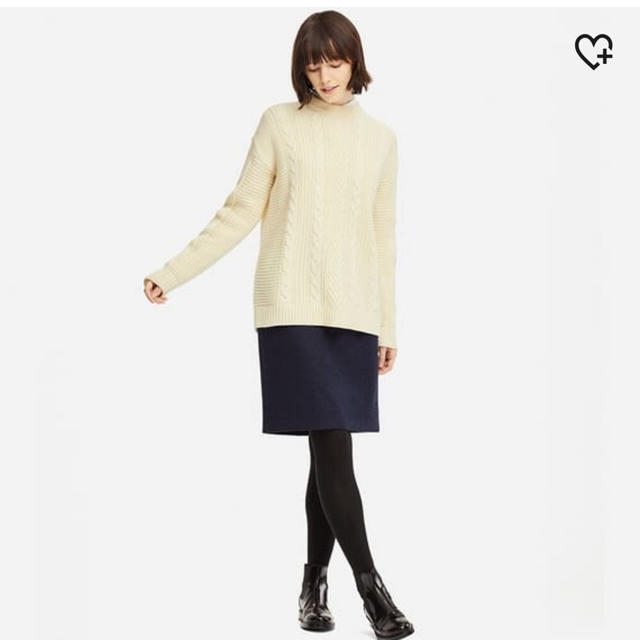 UNIQLO(ユニクロ)のケーブルロングセーター ホワイト レディースのトップス(ニット/セーター)の商品写真