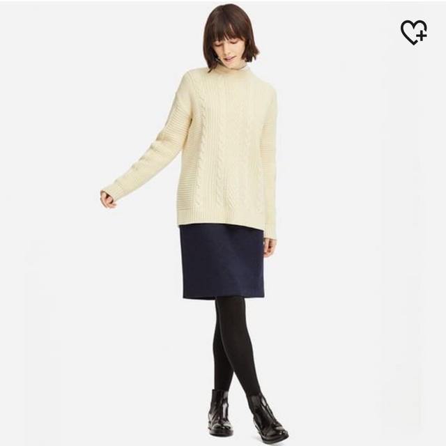 UNIQLO(ユニクロ)のケーブルロングセーター ブラック レディースのトップス(ニット/セーター)の商品写真