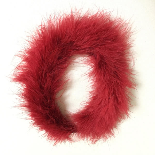 ファーマフラー MOONBAT 赤 レディースのファッション小物(マフラー/ショール)の商品写真