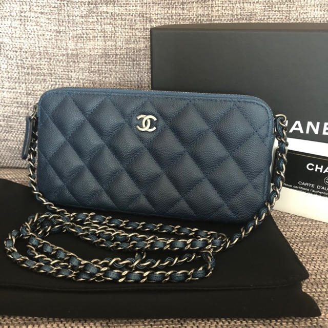 CHANEL - 正規品 美品 CHANEL チェーンウォレット キャビアスキン