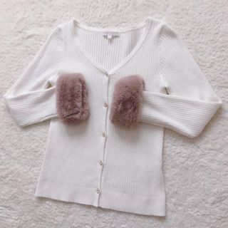 プロポーションボディドレッシング(PROPORTION BODY DRESSING)のプロポ♡袖ファーカーディガン(カーディガン)