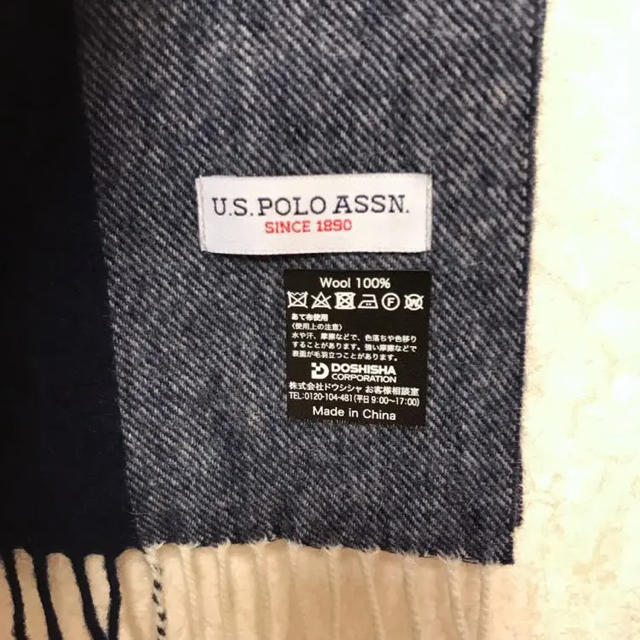 POLO RALPH LAUREN(ポロラルフローレン)の U.S.POLO ポロ ウール マフラー チェック ネイビー メンズのファッション小物(マフラー)の商品写真