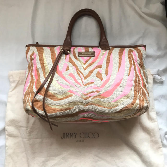 JIMMY CHOO◇ゼブラ柄◇ジャガードレザー◇トートバッグ 【開店記念セール！】 15190円引き