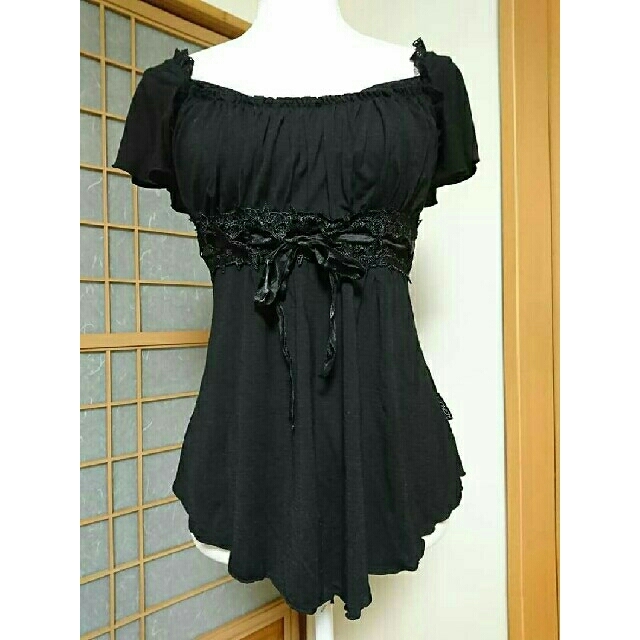 ２枚で6600円❤オッズオン 可愛い黒リボン付カットソー&和柄カットソー黒カットソー２枚サイズ