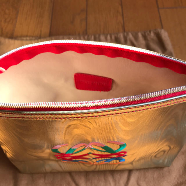 ☆【未使用】☆【LOEWE:ロエベ】◇ゴールド♪ロゴマークポーチ